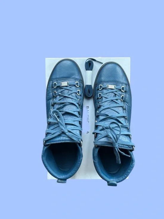 Balenciaga Arena High Top Sneakers Bleu Profond Size 44 (US 11) Full Set - Picture 1 of 12